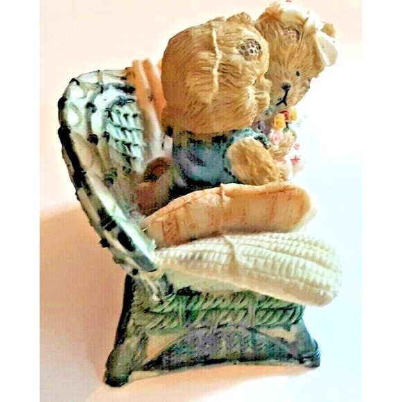 Bears Papa Mama Share A Snuggle on the Porch Rattan Vintage Collectible - Picture 4 of 6